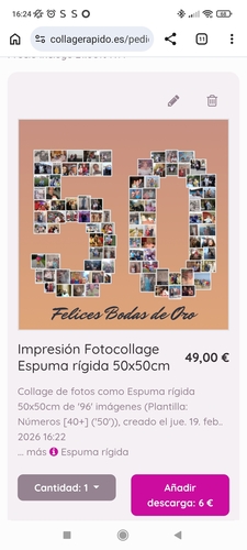 Foto del cliente Patricia para la valoración Impresión Fotocollage Espuma rígida 50x50cm